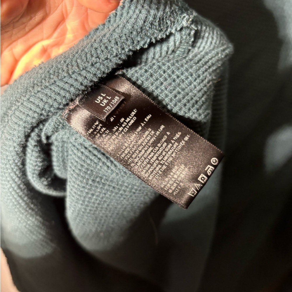 Maeve Ainsley Thermal Waffle Knit Dark Teal Turtleneck Size Large - Picture 5 of 6
